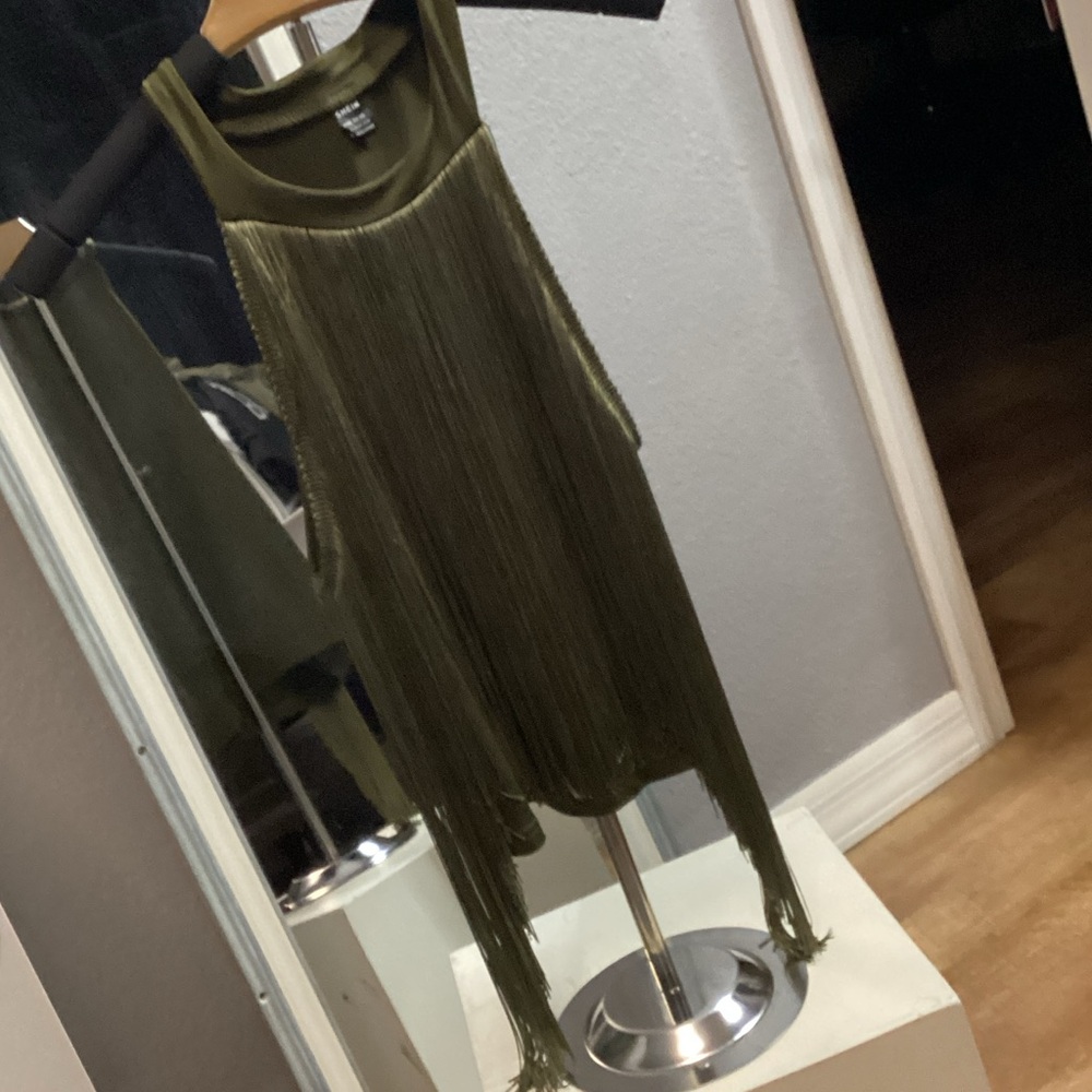 New - Olive Green Tank w/Fringe - size L